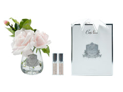 Tea Rose Bouquet In Clear Glass - French Pink