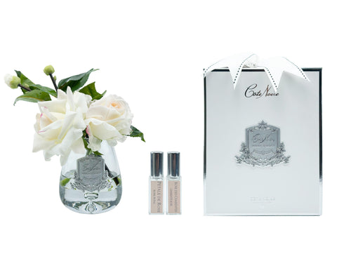 Tea Rose Bouquet In Clear Glass - Blush