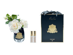 Tea Rose Bouquet In Black Glass - Blush