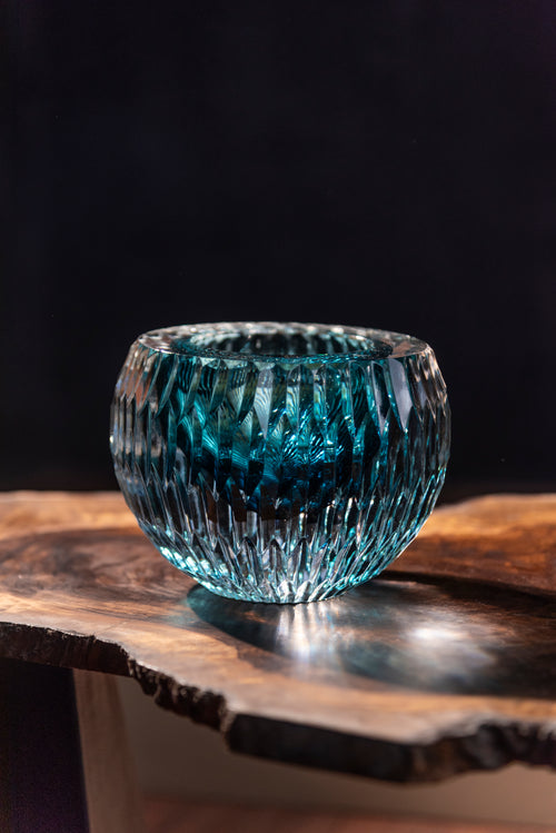 Ocean Haze Textured Glass Vase  - Small