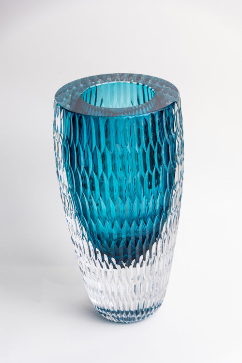 Ocean Haze Textured Glass Vase- Large