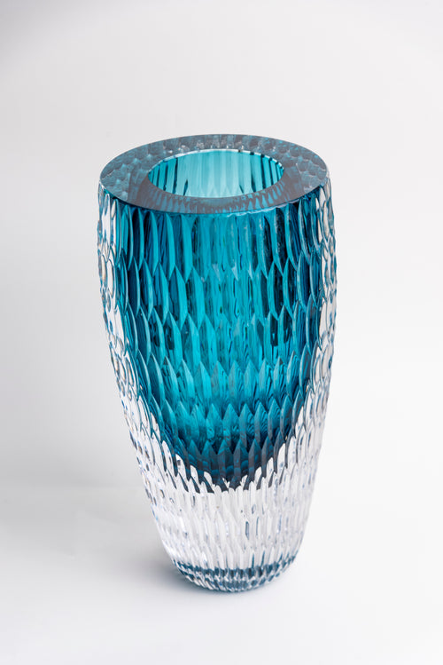 Ocean Haze Textured Glass Vase- Large