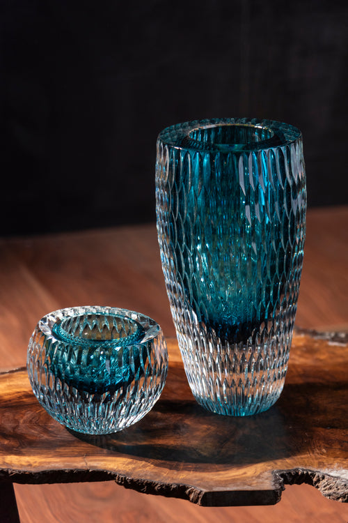 Ocean Haze Textured Glass Vase  - Small