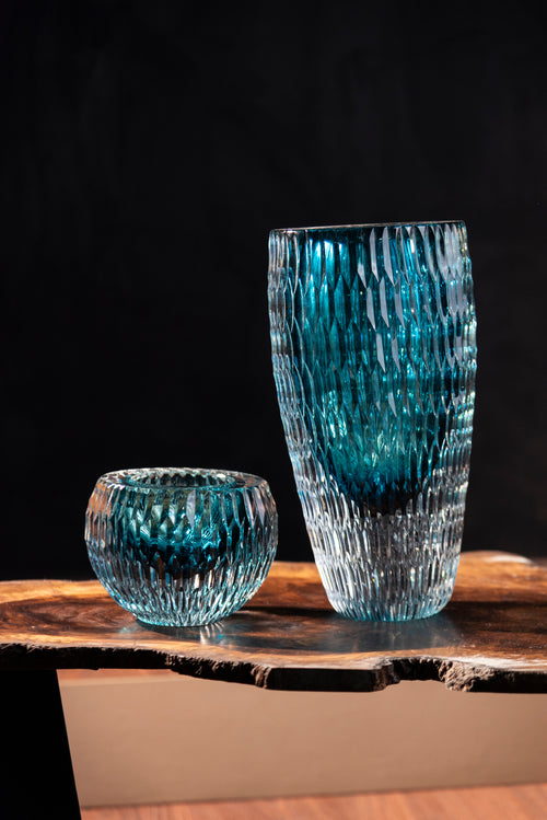Ocean Haze Textured Glass Vase  - Small