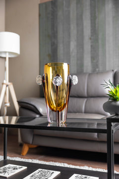 Honey Petalé Handblown Glass Vase - short