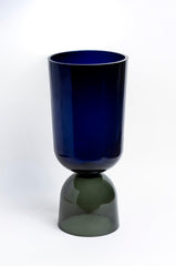 Gradient Blue-to-Smoke Glass Vase - Small