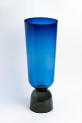 Gradient Blue-to-Smoke Glass Vase - Large