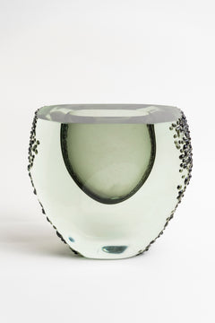 Smoke Core Textured Glass Vase