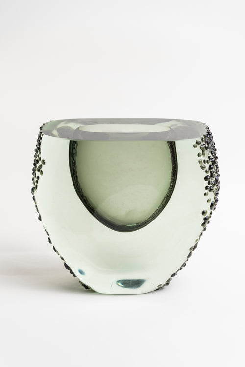 Smoke Core Textured Glass Vase