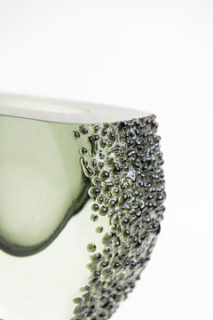 Smoke Core Textured Glass Vase