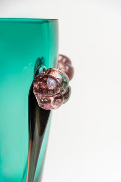 Emerald Blossom Glass Vase - Tall