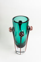 Emerald Blossom Glass Vase - Short