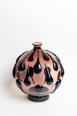 Obsidian Bloom Teardrop Art Glass Vase - Large