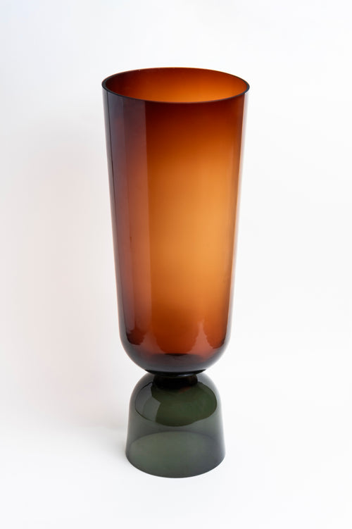 Gradient Red-to-Smoke Handblown Glass Vase - Large