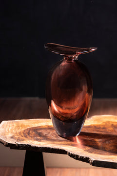 Noir & Crimson Handblown Glass Vase