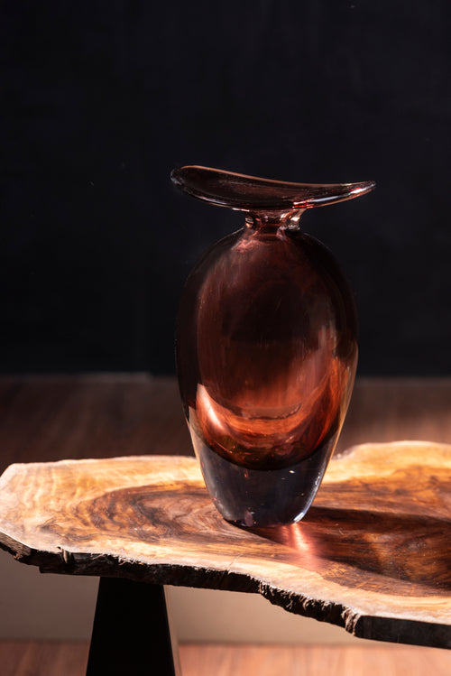 Noir & Crimson Handblown Glass Vase