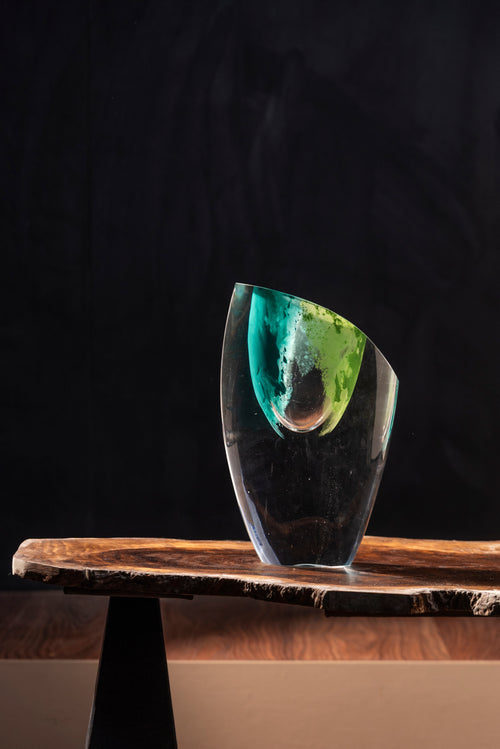 Aqua Crest Slant Glass Vase