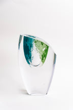 Aqua Crest Slant Glass Vase