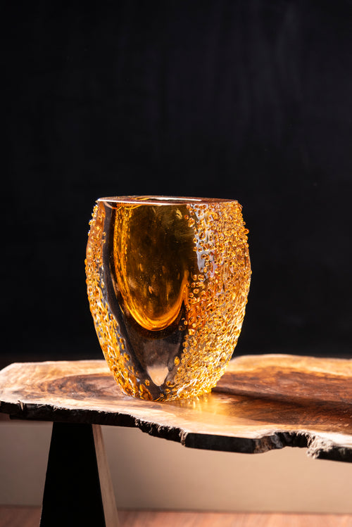 Golden Core Textured Glass Vase