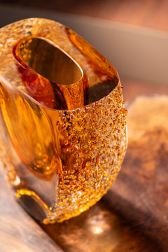 Golden Core Textured Glass Vase