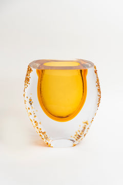 Golden Core Textured Glass Vase