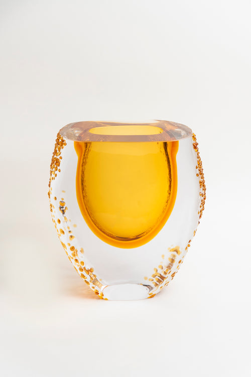 Golden Core Textured Glass Vase