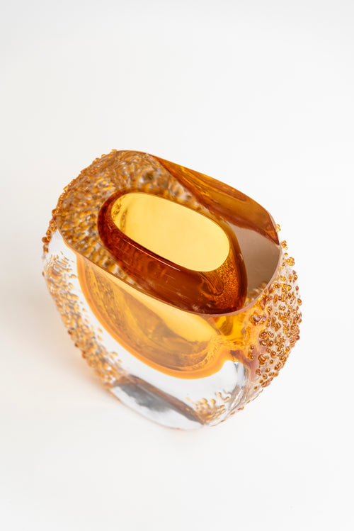 Golden Core Textured Glass Vase