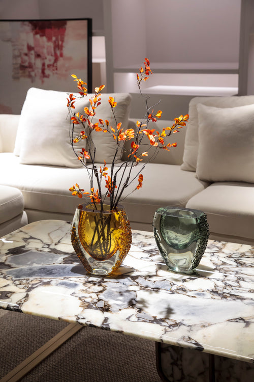 Smoke Core Textured Glass Vase