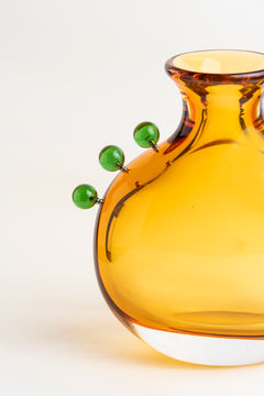 Amber Blossom Bud Glass Vase - Short