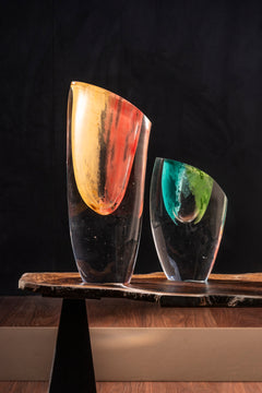 Aqua Crest Slant Glass Vase