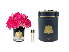 Grand Rose Bouquet In Dark Glass - Magenta (Black Box With Gold Badge)