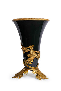Songbird Black & Gold Vase