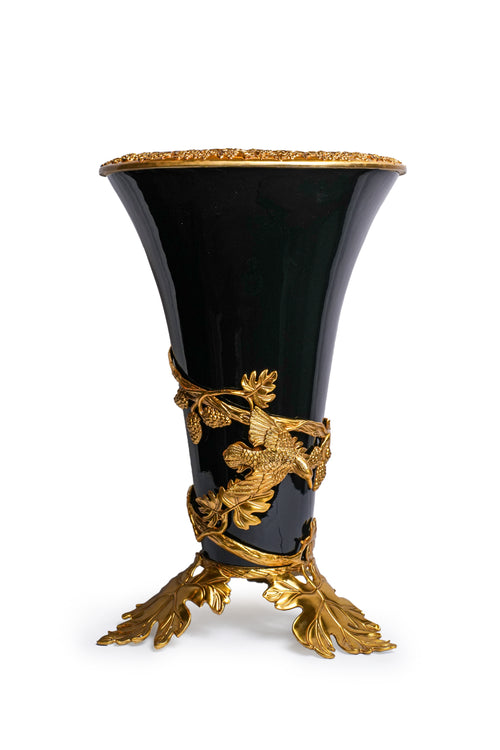 Songbird Black & Gold Vase