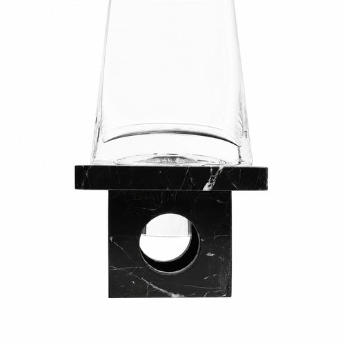 Noir Pedestal Marble Glass Vase