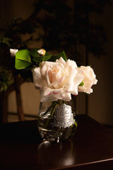 Tea Rose Bouquet In Clear Glass - Blush