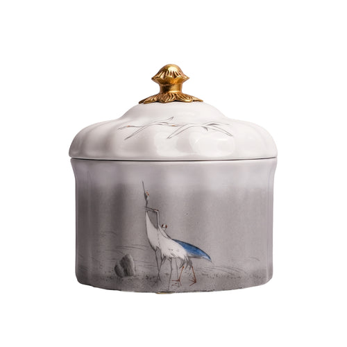 Serene Crane Porcelain Jar