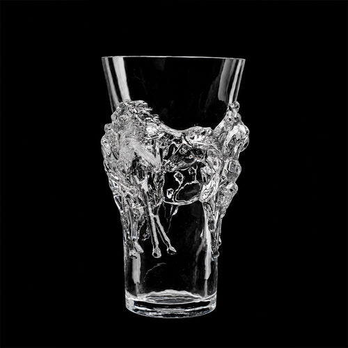 Equestrian Crystal Glass Vase