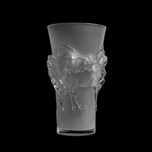 Frosted Equestrian Glass Vase