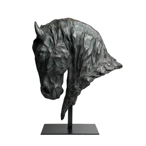 Majestic Obsidian Horse Sculpture