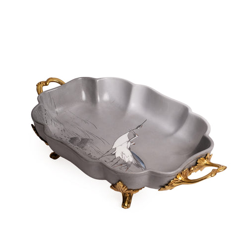 Hand-Painted Heron Heritage Serving Bowl