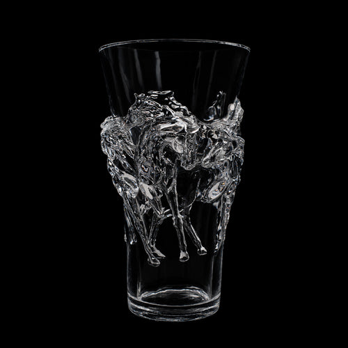 Equestrian Crystal Glass Vase