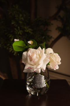 Tea Rose Bouquet In Clear Glass - Blush