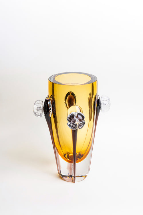 Honey Petalé Handblown Glass Vase - Tall