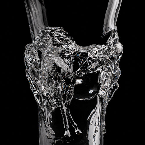 Equestrian Crystal Glass Vase