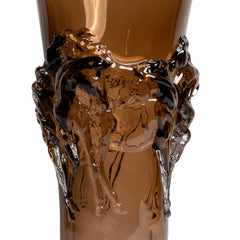 Equestrian Amber Glass Vase