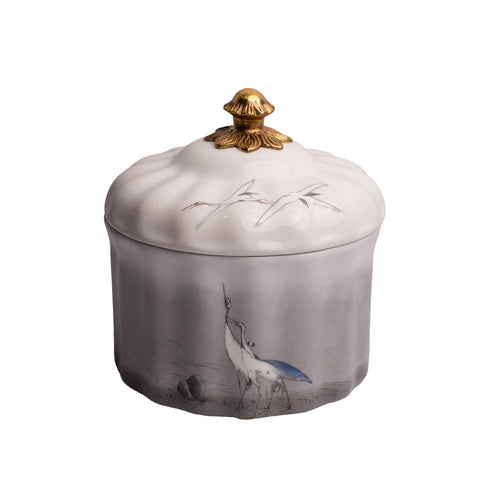 Serene Crane Porcelain Jar