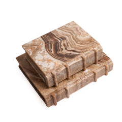 Caramel Stone Decorative Marble Book – Set of 2