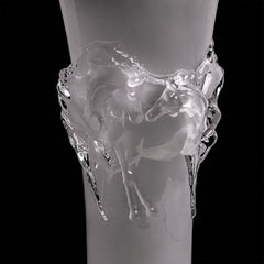 Frosted Equestrian Glass Vase