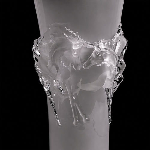 Frosted Equestrian Glass Vase