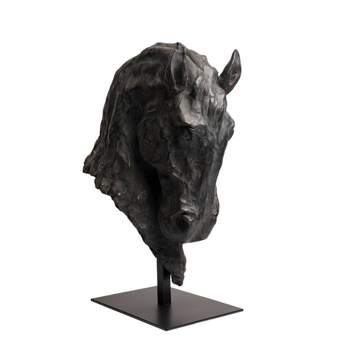 Majestic Obsidian Horse Sculpture